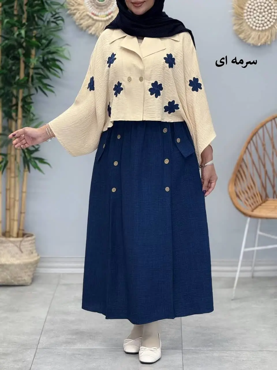 3406-شومیز و دامن گلدوزی